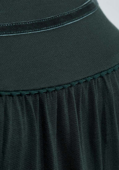 DARK GREEN VELVET DETAIL TOP