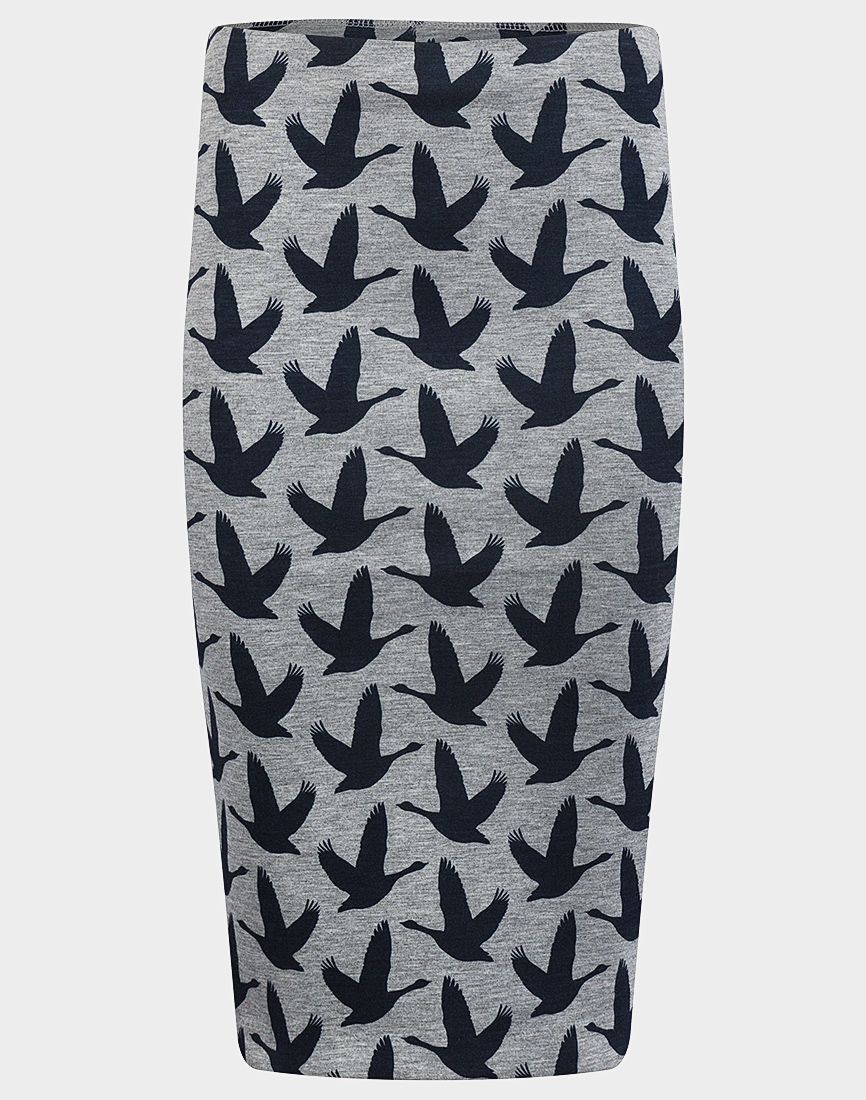 GREY BIRD SILHOUETTE JERSEY PENCIL SKIRT