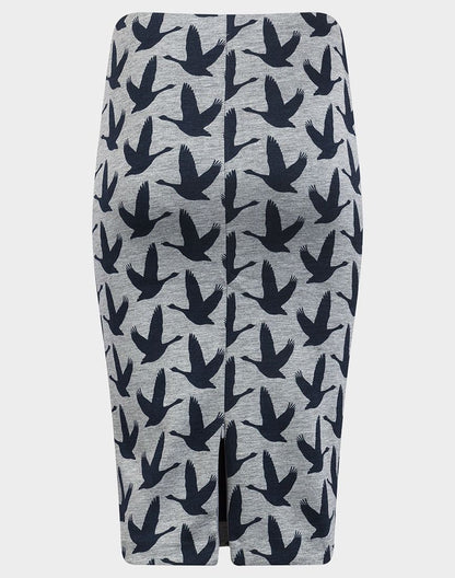 GREY BIRD SILHOUETTE JERSEY PENCIL SKIRT