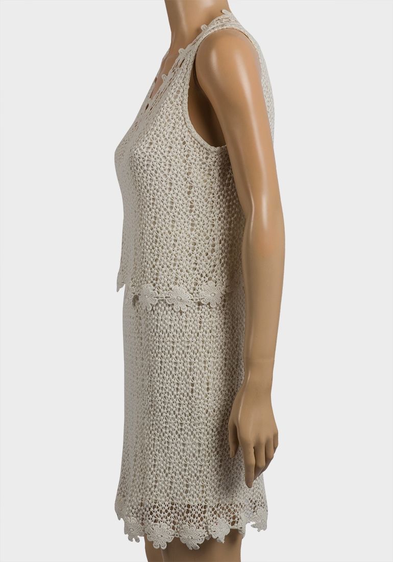 IVORY KNIT LACE CROCHET TUNIC DRESS