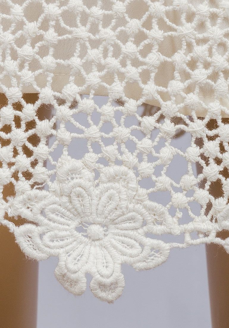 IVORY KNIT LACE CROCHET TUNIC DRESS