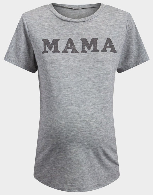 GREY MATERNITY 'MAMA' SLOGAN PRINT T-SHIRT