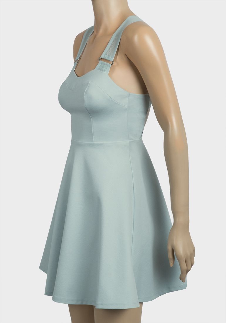 MINT MESH STRAP SKATER DRESS