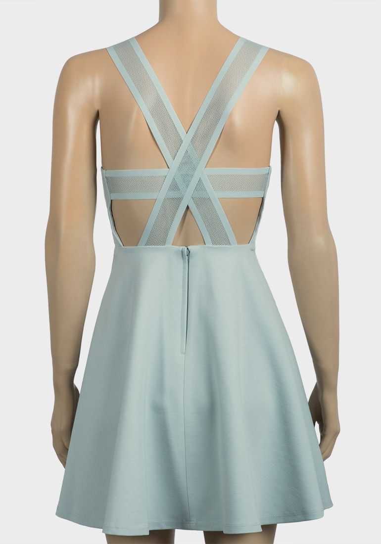 MINT MESH STRAP SKATER DRESS